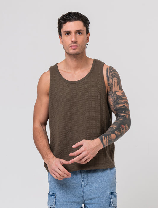 Man's jacquard knit fabric tank top - Green