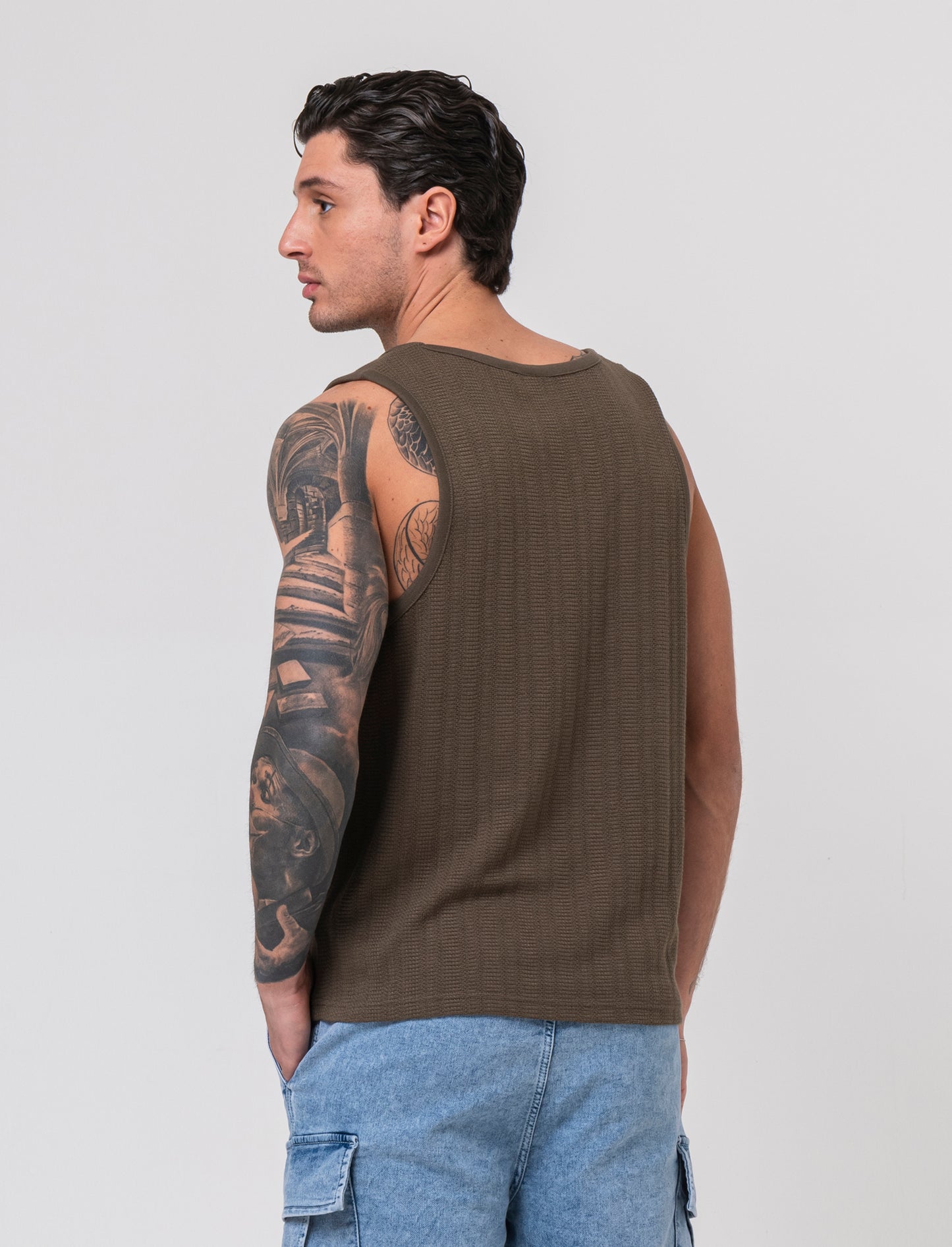 Man's jacquard knit fabric tank top - Green