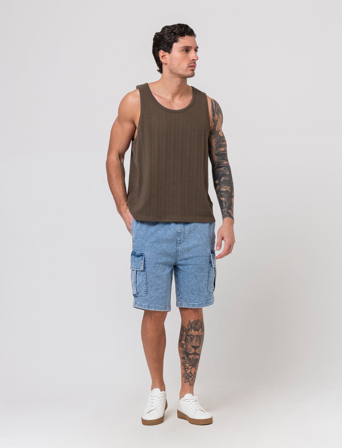 Man's jacquard knit fabric tank top - Green