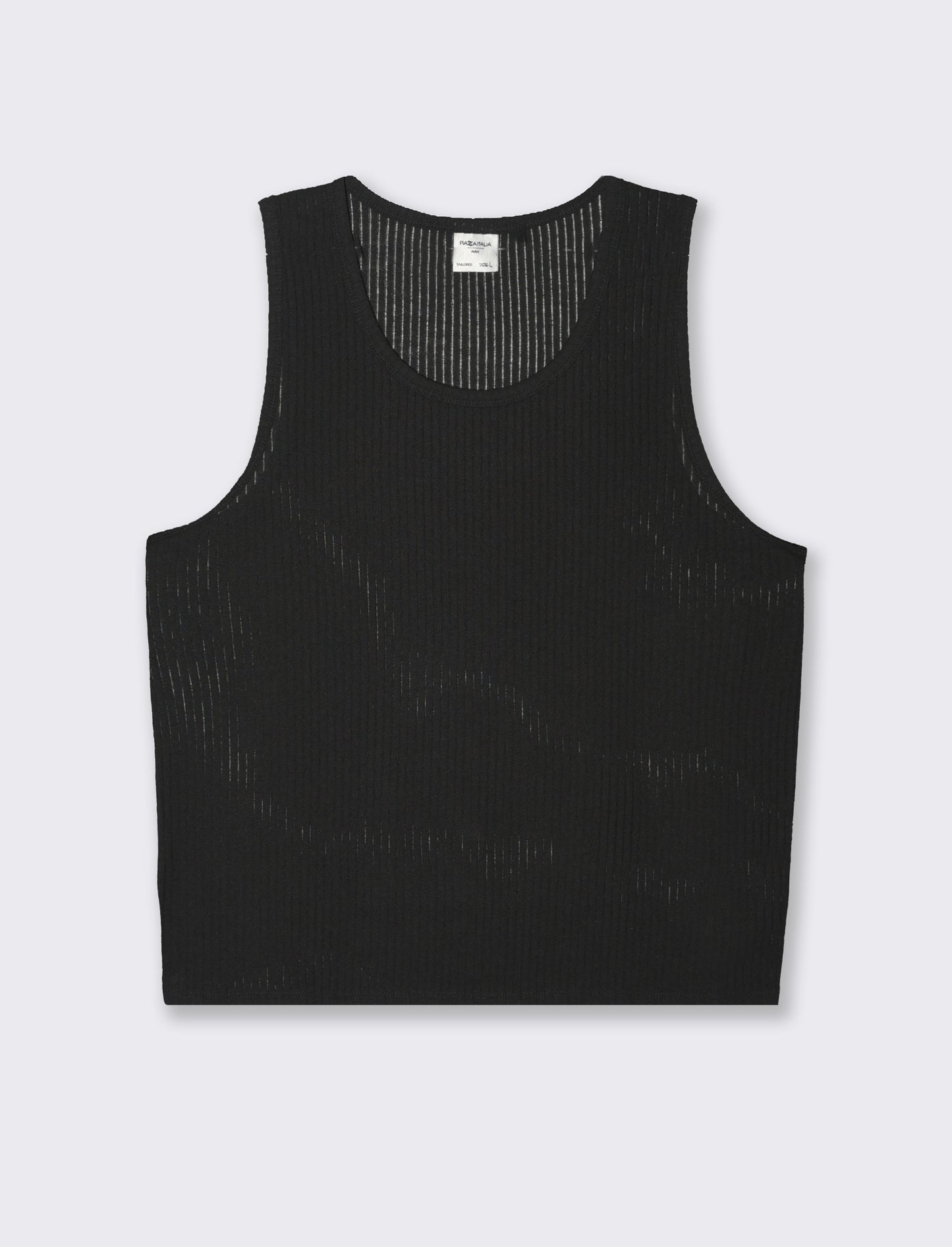 Canotta in tessuto a coste effetto maglia da uomo - Nero