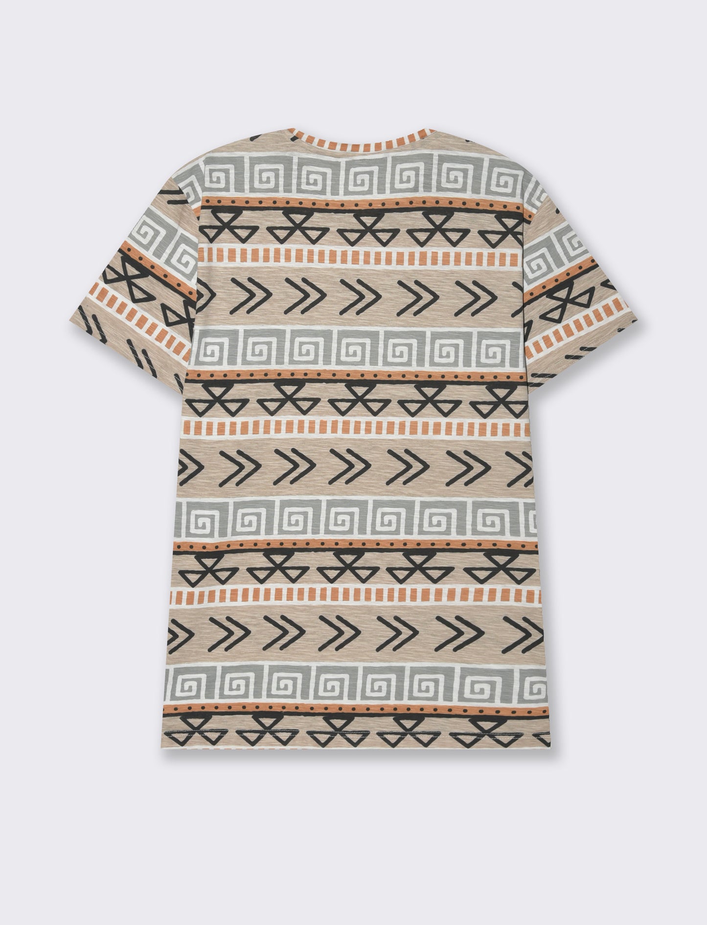 T-shirt in cotone slub con stampa azteca da uomo - Sabbia