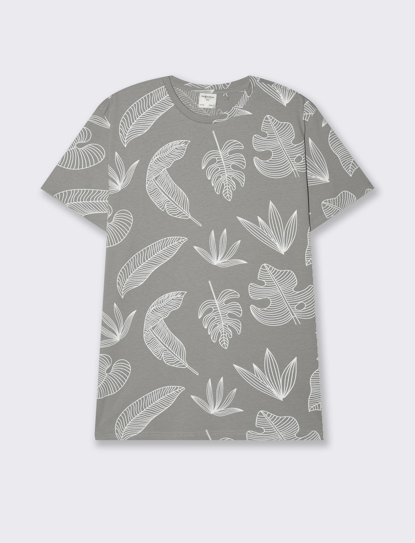 T-shirt in cotone con stampa floreale all over da uomo - Grigio