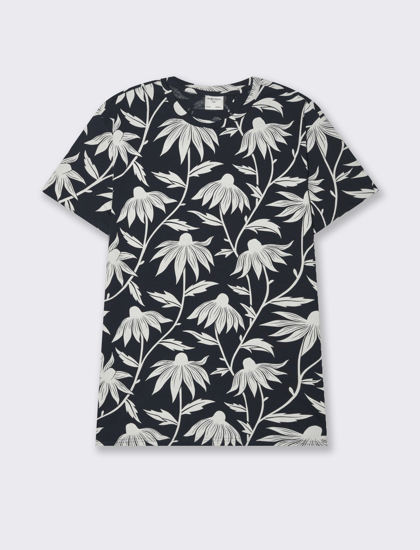 T-shirt in cotone con stampa floreale all over da uomo - Blu