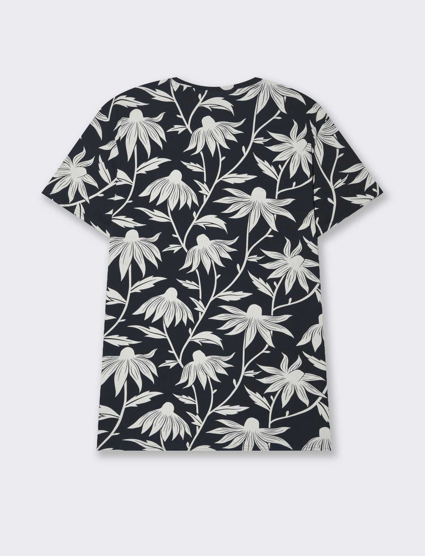 T-shirt in cotone con stampa floreale all over da uomo - Blu
