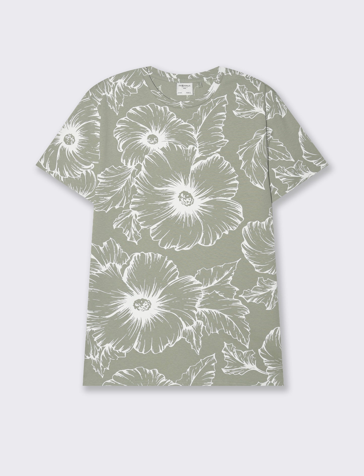 T-shirt in cotone con stampa floreale all over da uomo - Verde