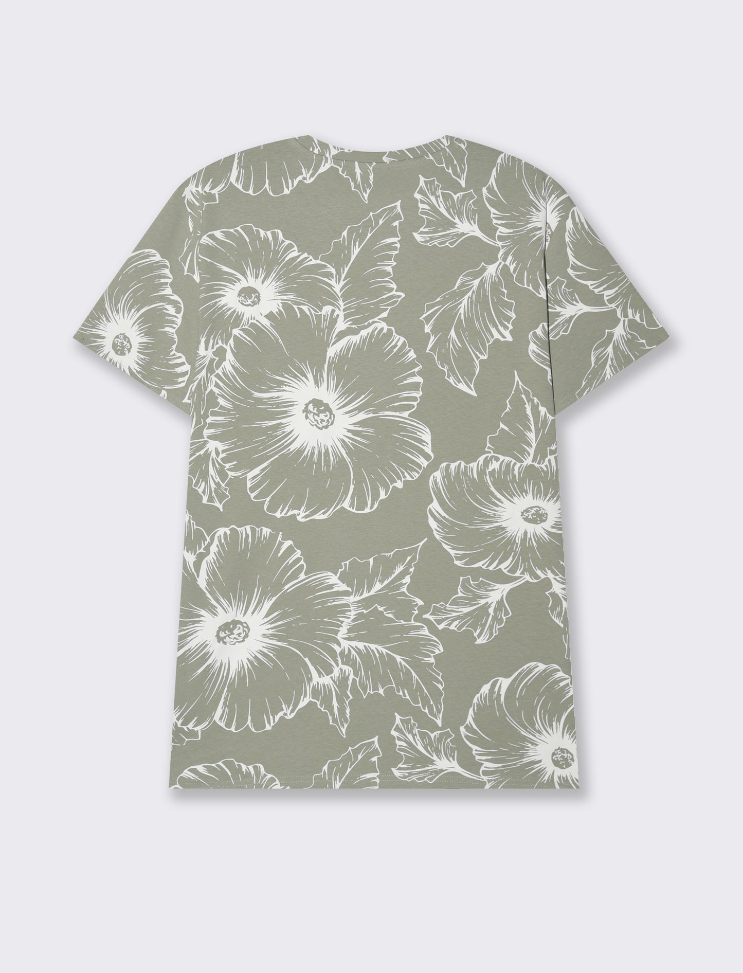 T-shirt in cotone con stampa floreale all over da uomo - Verde