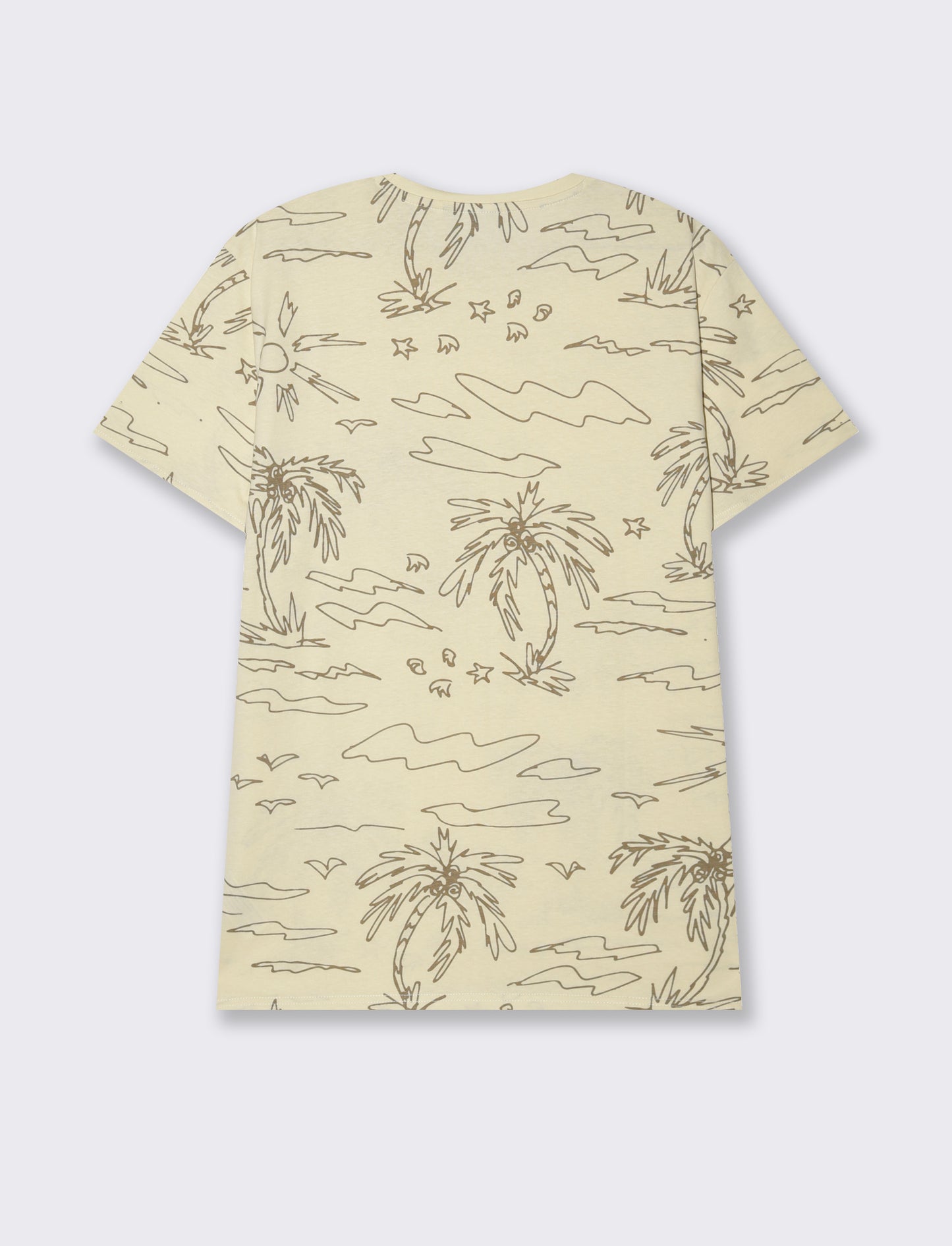T-shirt in cotone con stampa floreale all over da uomo - Beige ecru