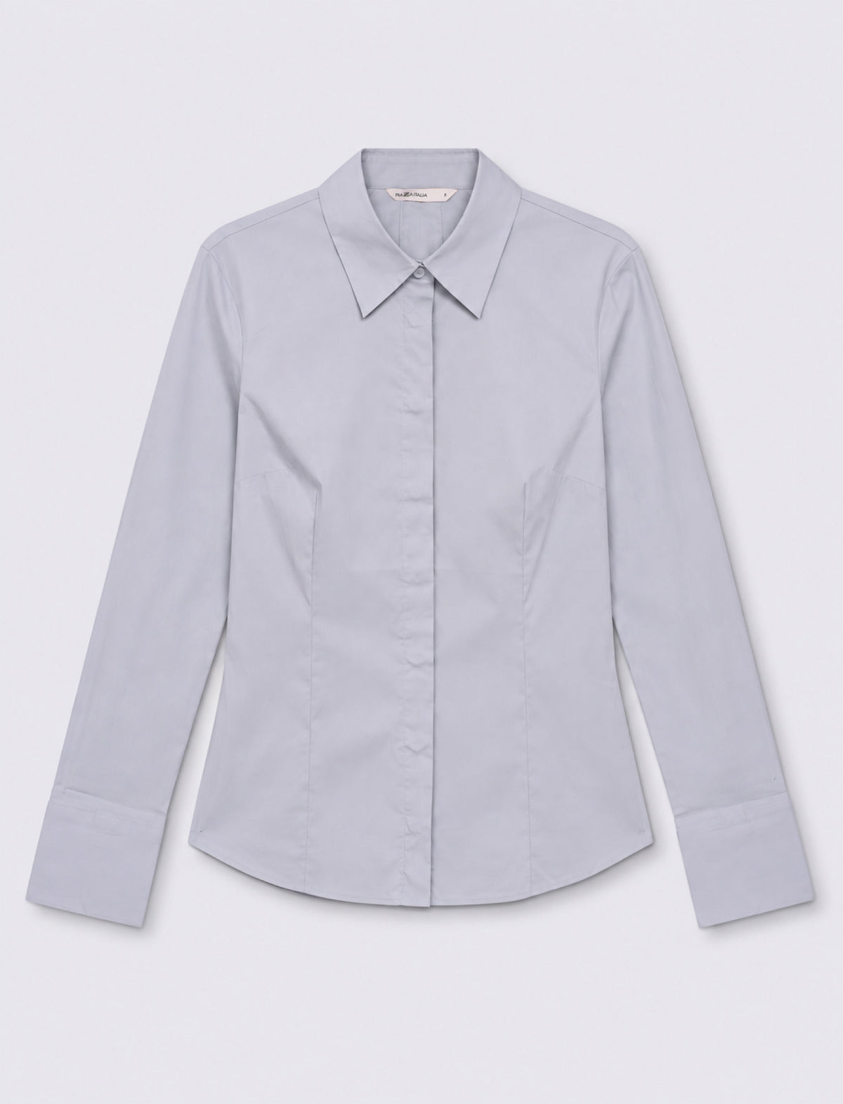 Camicia basic slim a manica lunga - Azzurro cielo