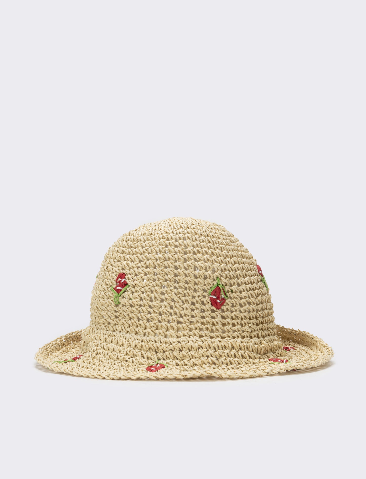 Cappello bambina pescatore con applicazioni fiori e frutta - Beige