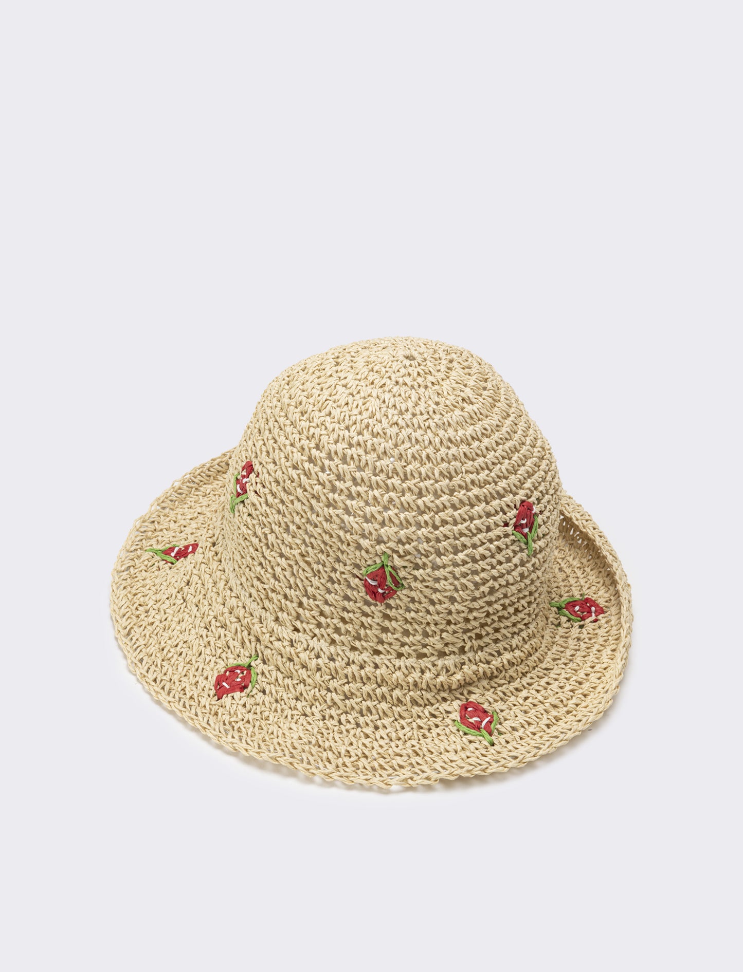Cappello bambina pescatore con applicazioni fiori e frutta - Beige