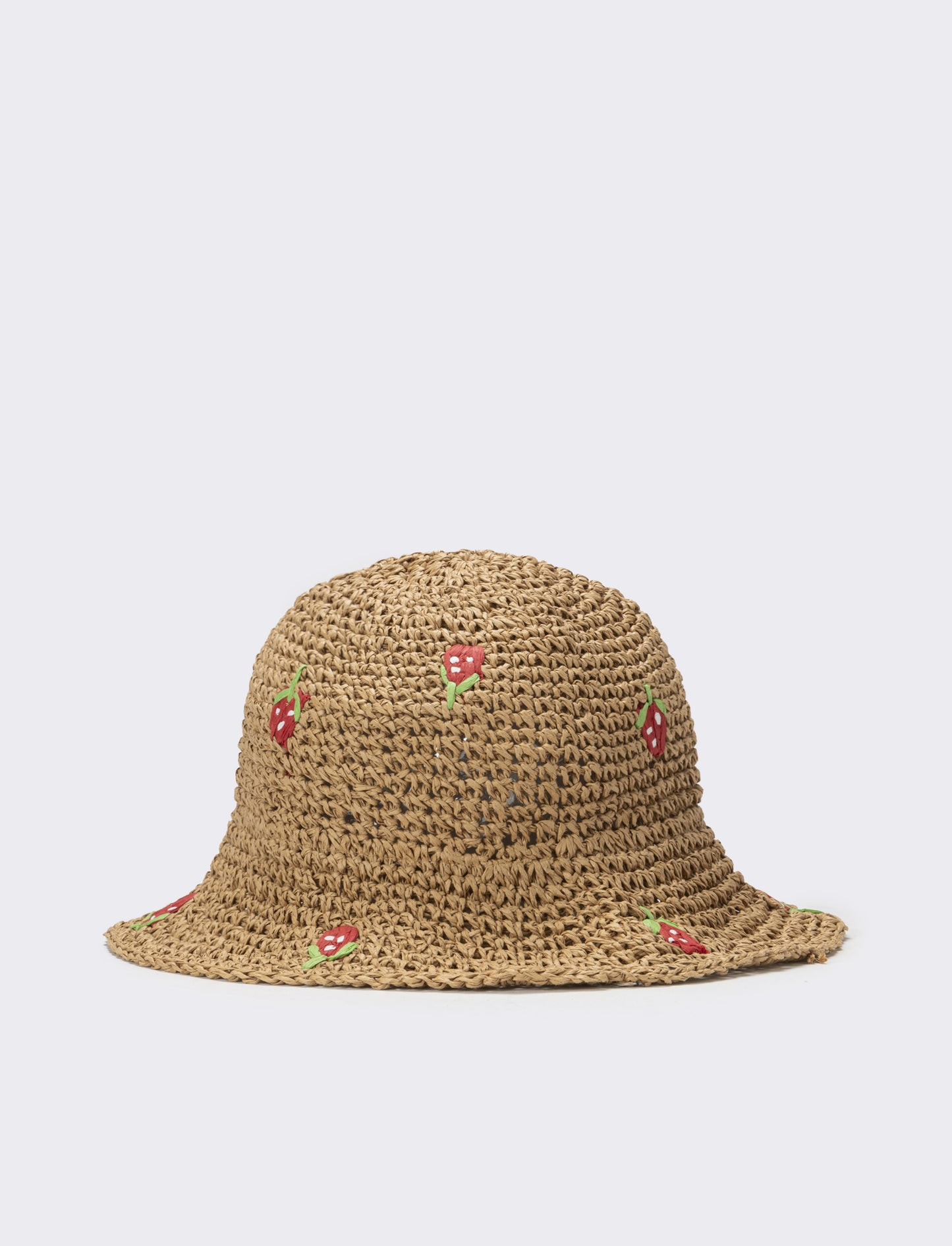Cappello bambina pescatore con applicazioni fiori e frutta - Rosso