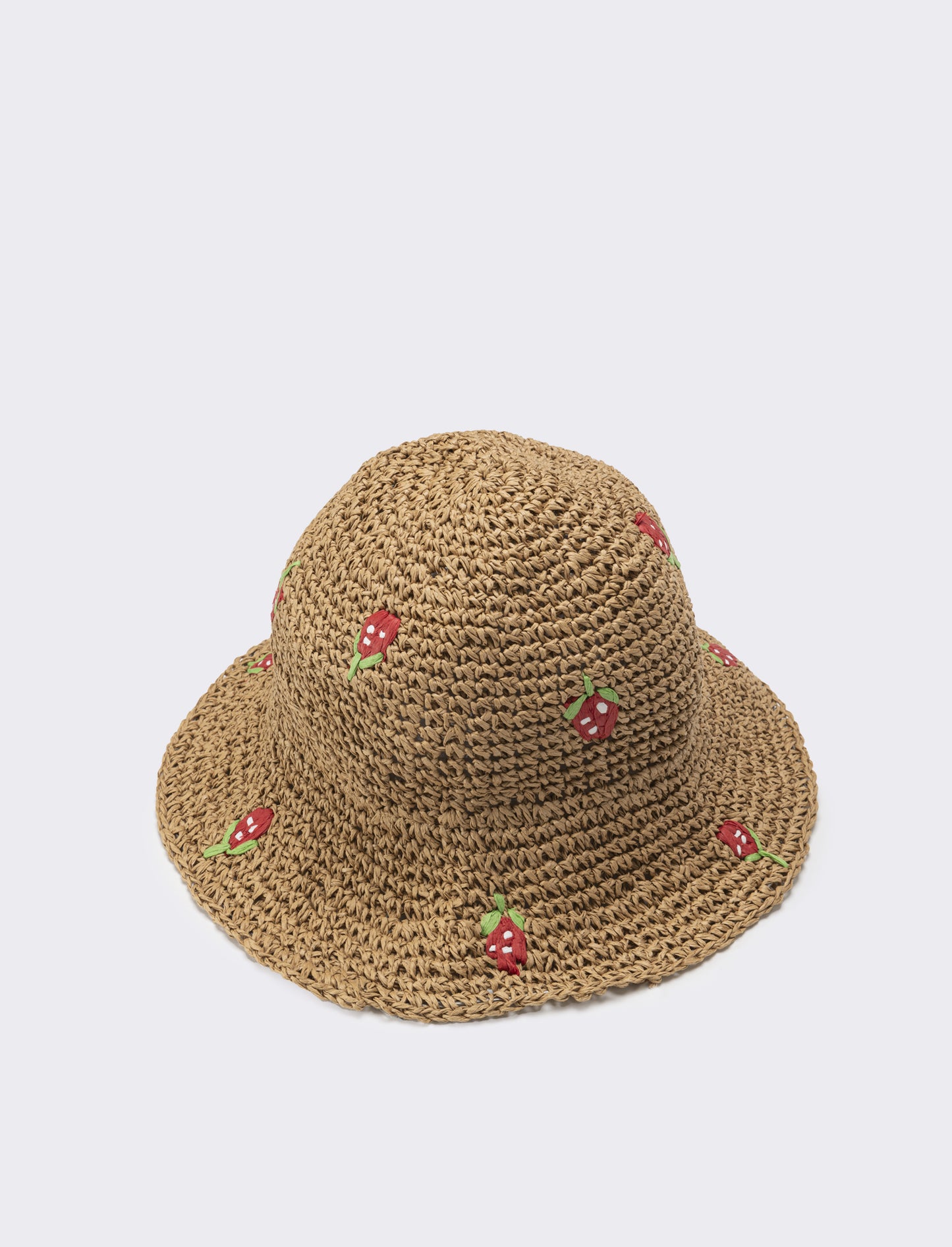 Cappello bambina pescatore con applicazioni fiori e frutta - Rosso