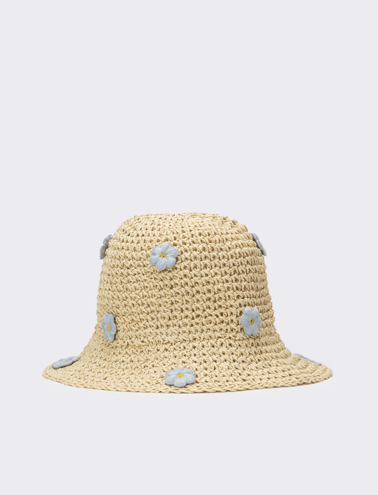 Cappello bambina pescatore con applicazioni fiori e frutta - Blu