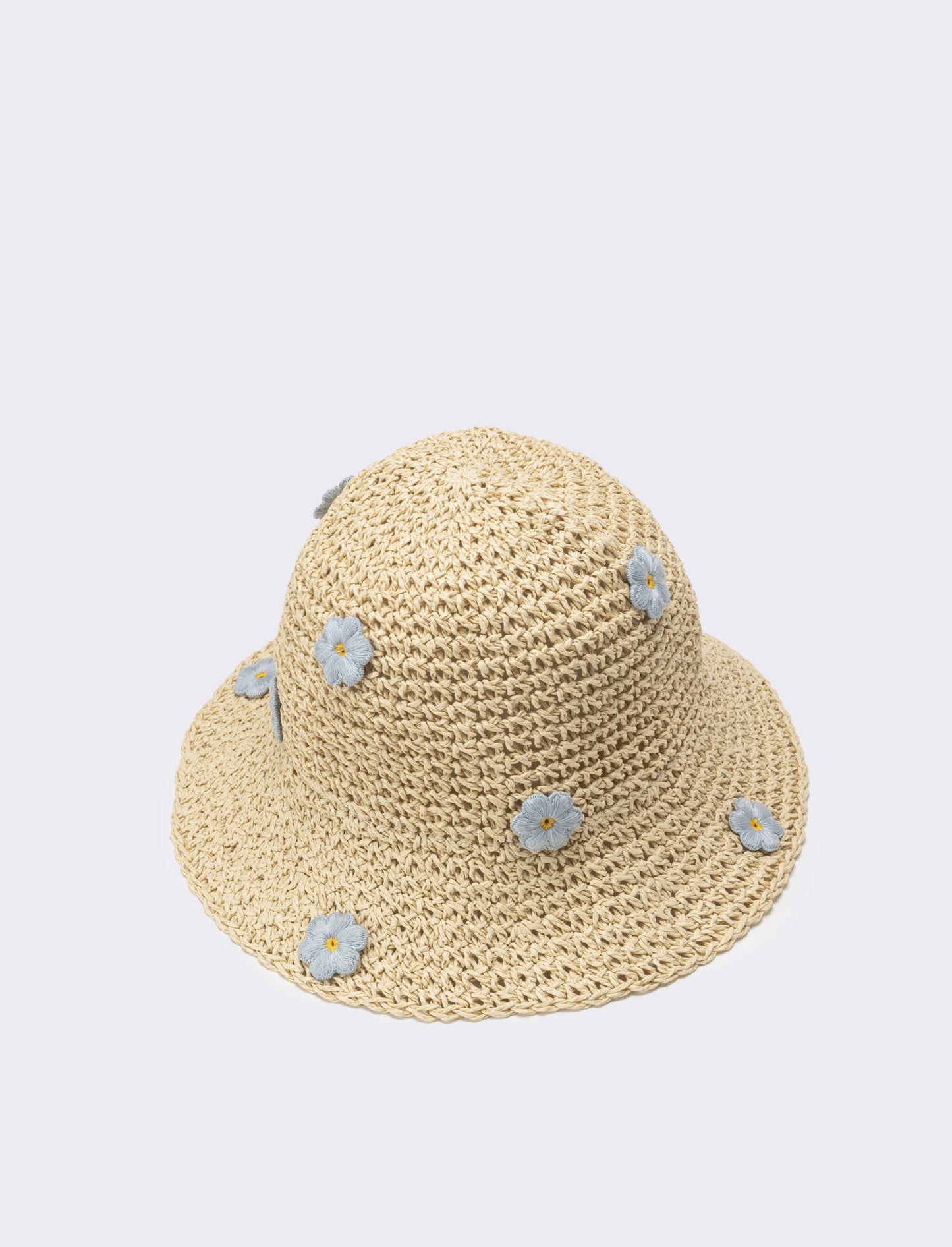 Cappello bambina pescatore con applicazioni fiori e frutta - Blu