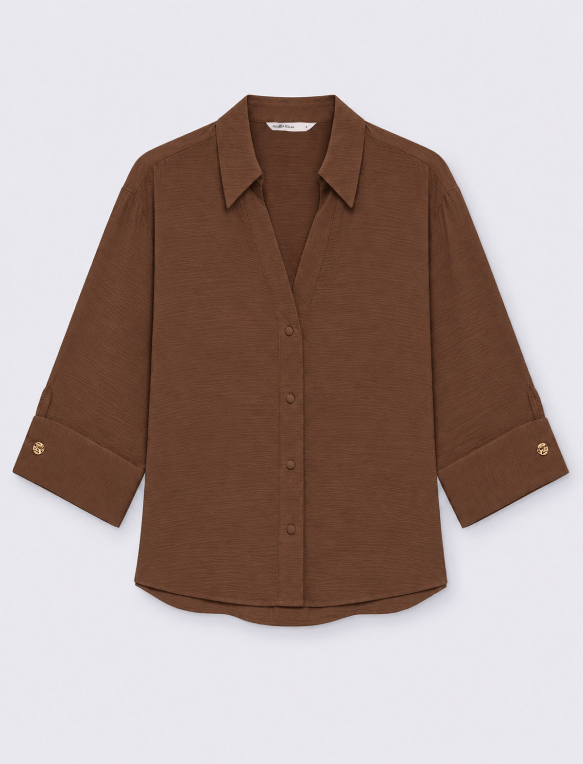camicia regular manica 3/4 - Marrone