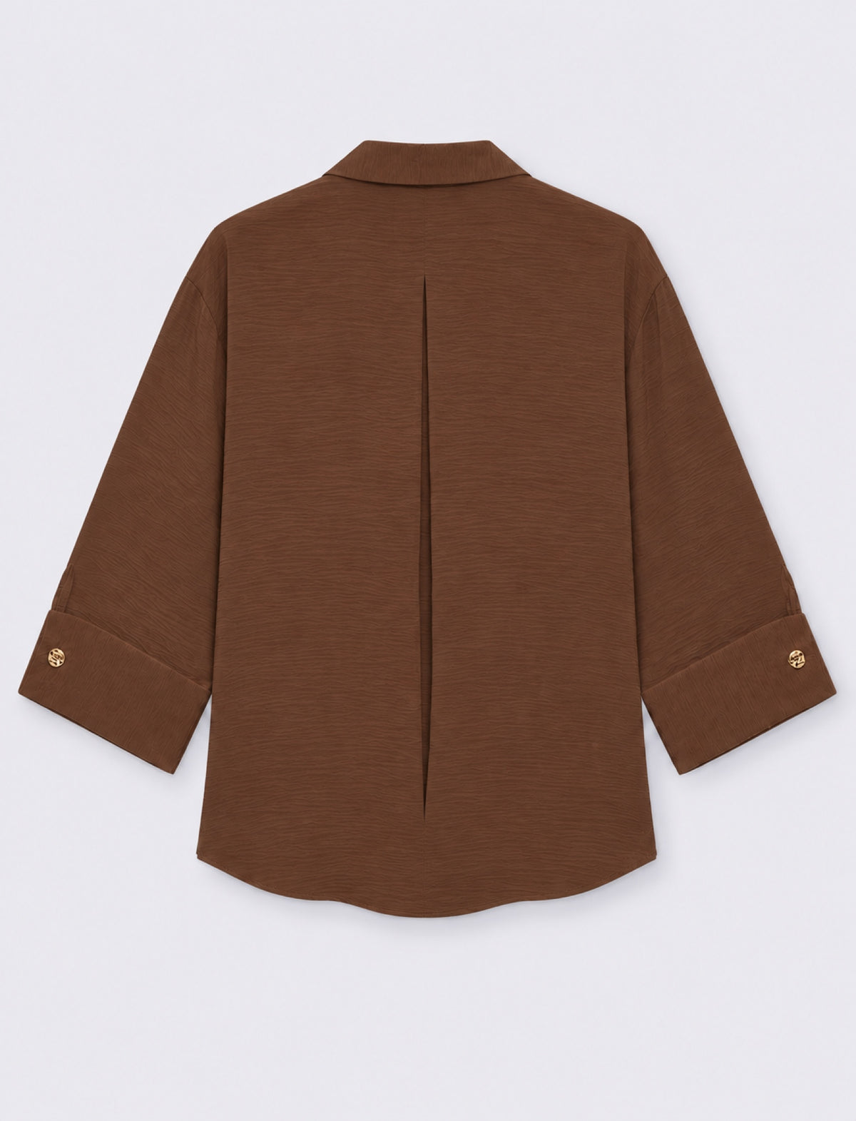 camicia regular manica 3/4 - Marrone