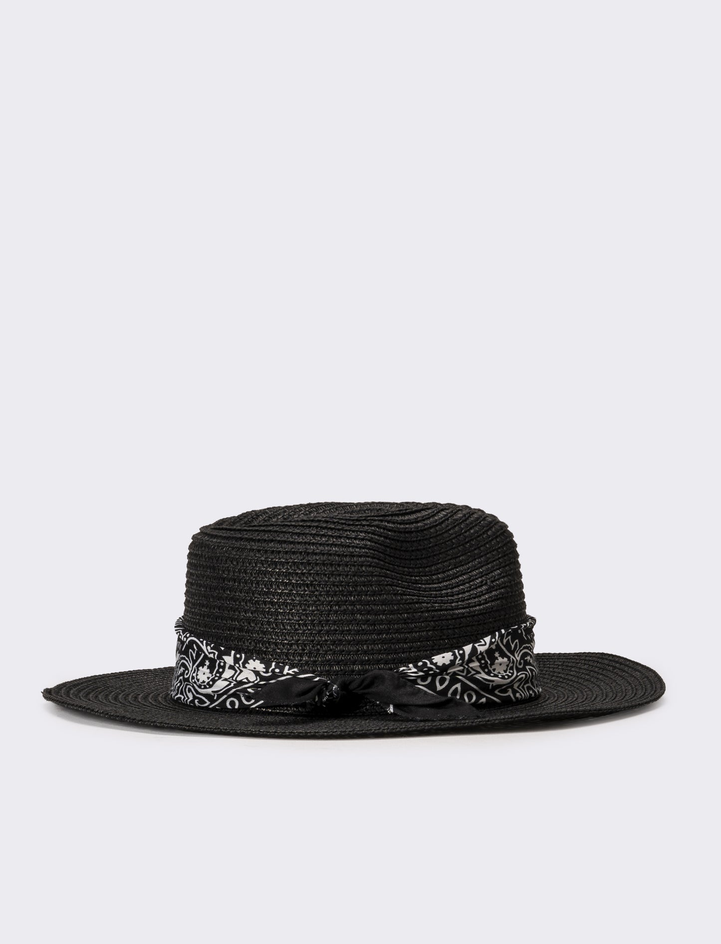 Cappello uomo a falda larga con bandana - Nero