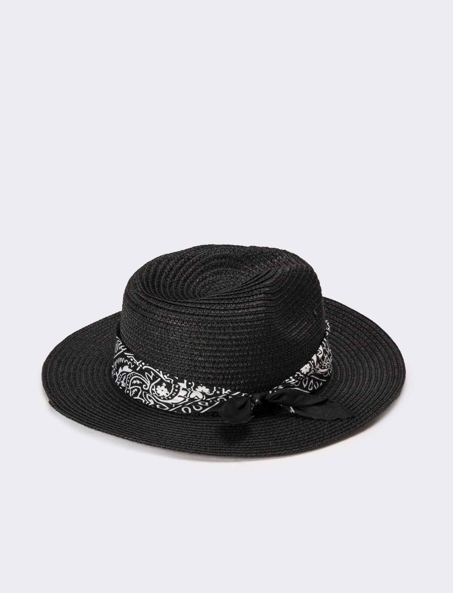 Cappello uomo a falda larga con bandana - Nero