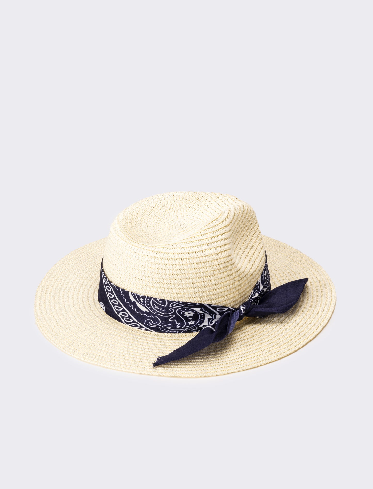 Cappello uomo a falda larga con bandana - Bianco
