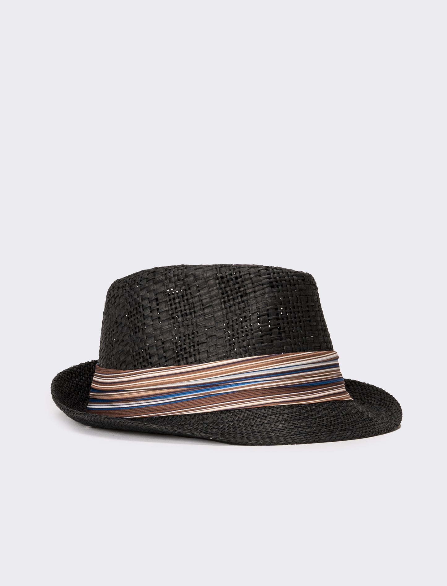 Cappello uomo con falda larga e bandana righe - Nero