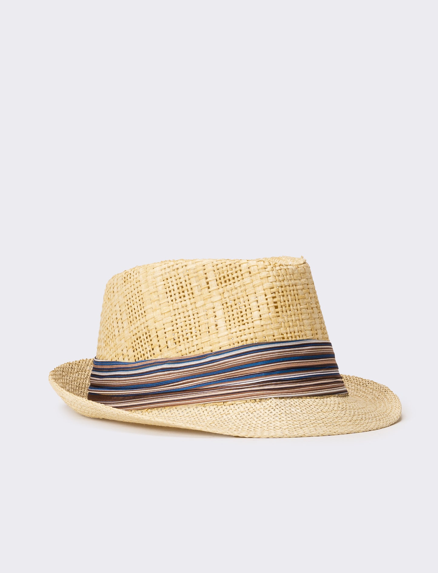 Cappello uomo con falda larga e bandana righe - Beige