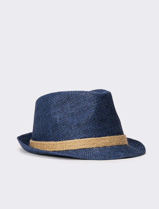 Cappello uomo paglia con treccina - Blu
