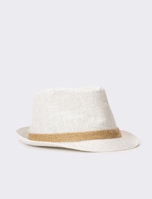 Cappello uomo paglia con treccina - Bianco