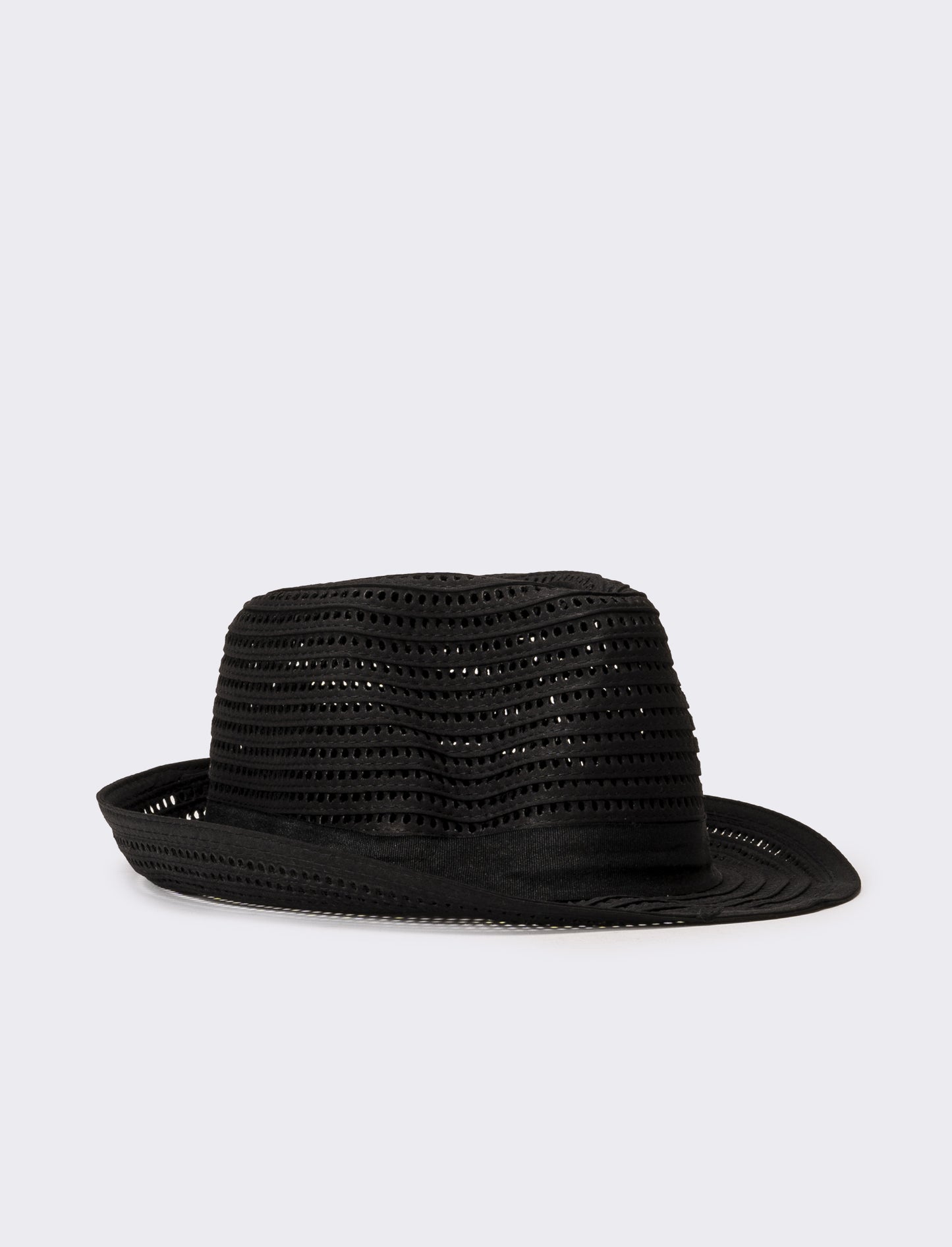 Cappello uomo traforato falda larga - Nero