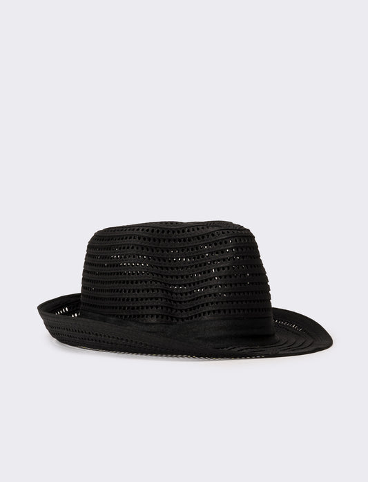 Cappello uomo traforato falda larga - Nero
