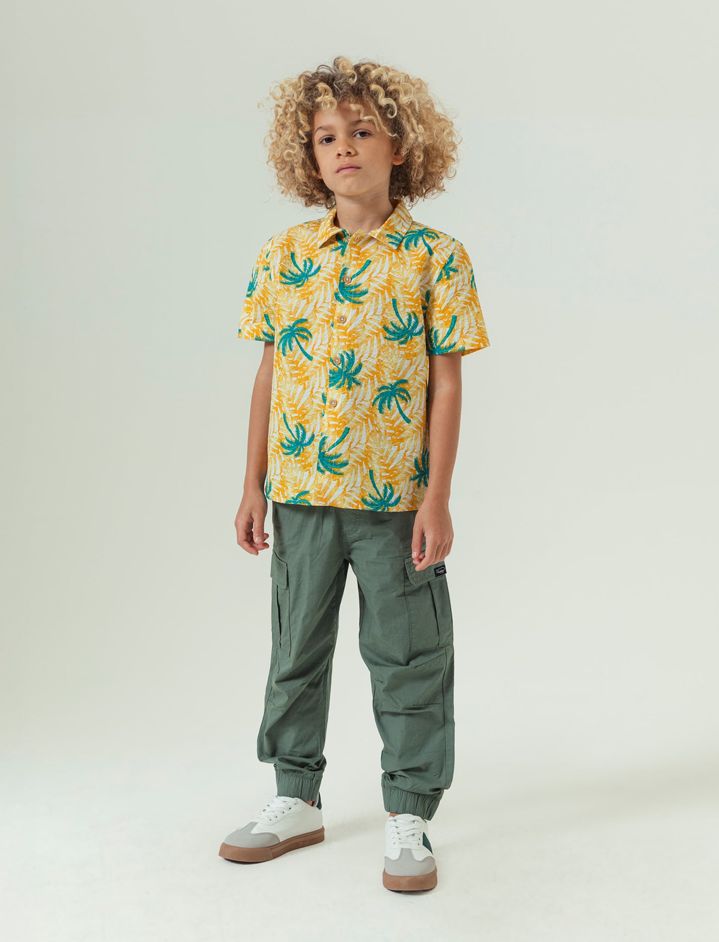Pantalone modello cargo in cotone da bambino - Verde