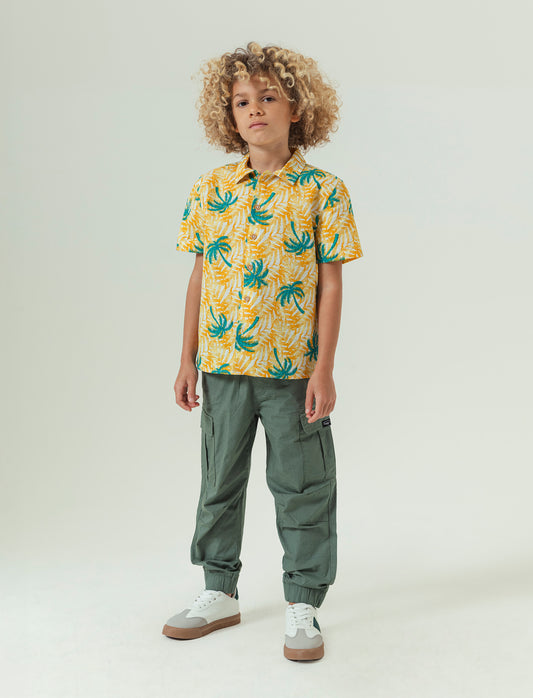 Pantalone modello cargo in cotone da bambino - Verde