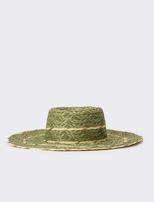 Cappello donna in paglia con lurex - Verde