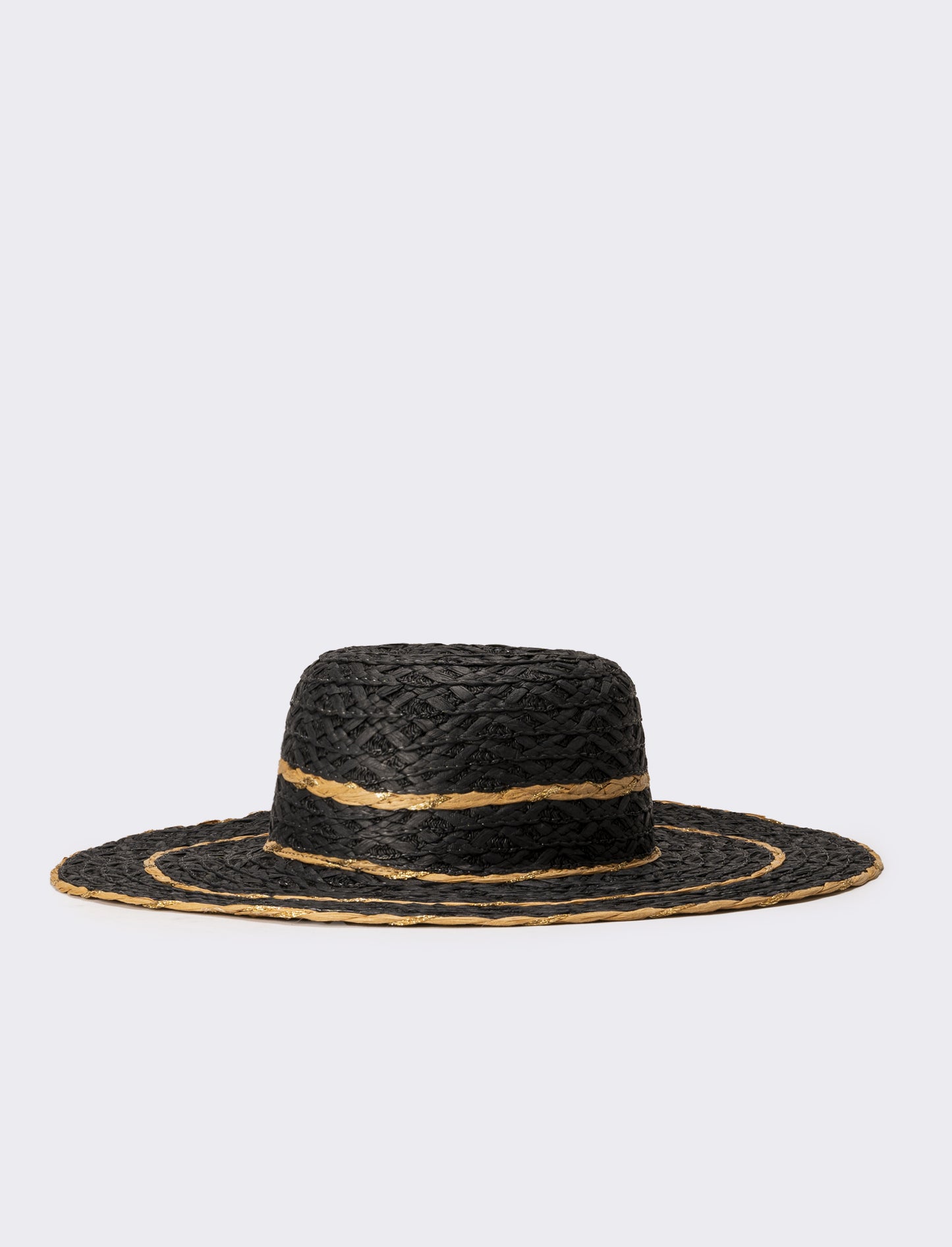 Cappello donna in paglia con lurex - Nero