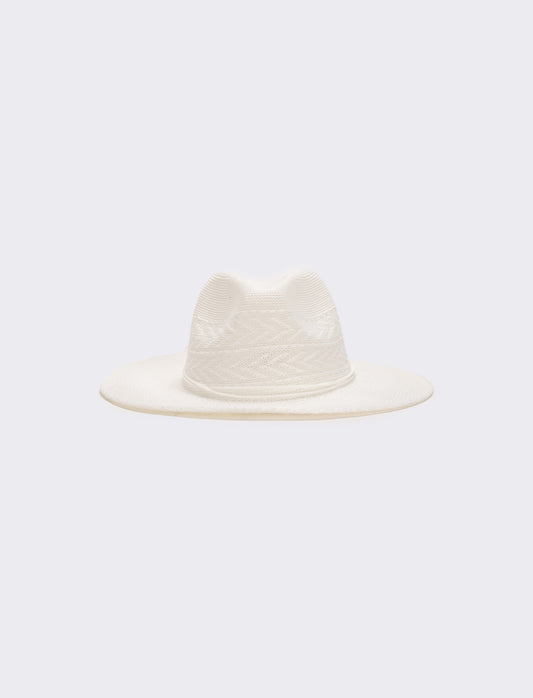 Cappello donna a falda larga in maglina - Bianco