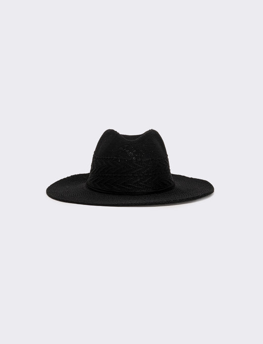 Cappello donna a falda larga in maglina - Nero