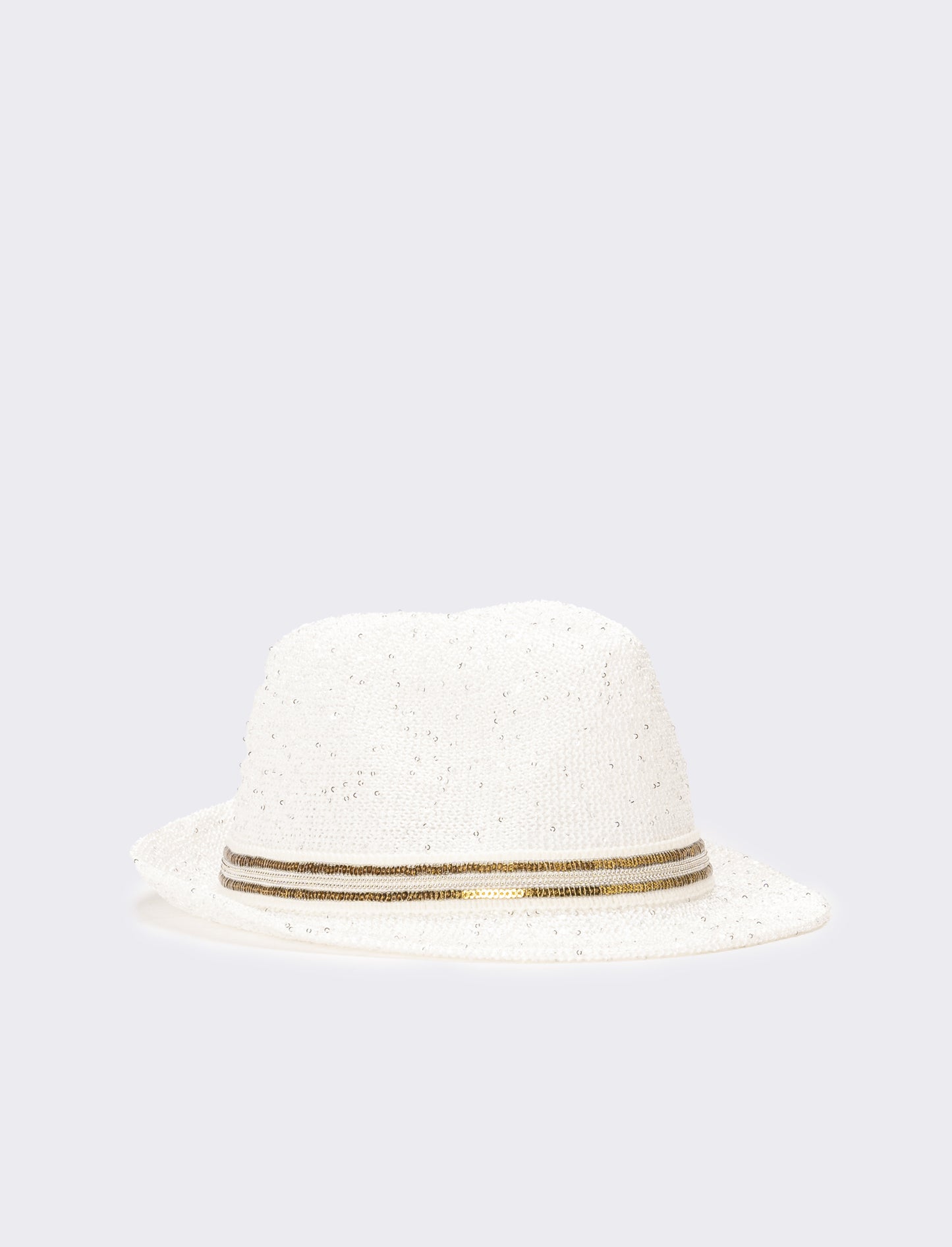 Cappello donna micropailletes con falda - Bianco