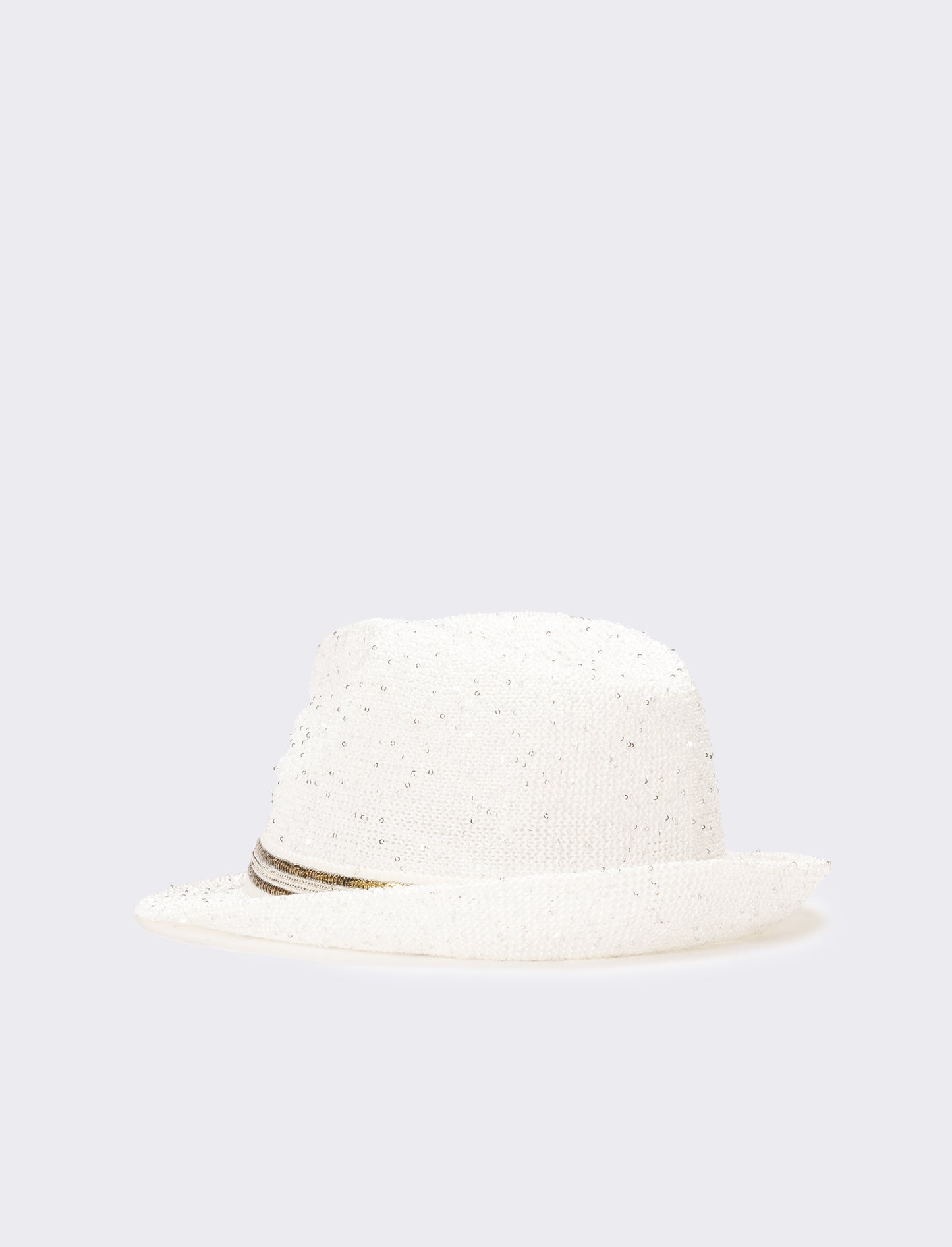 Cappello donna micropailletes con falda - Bianco