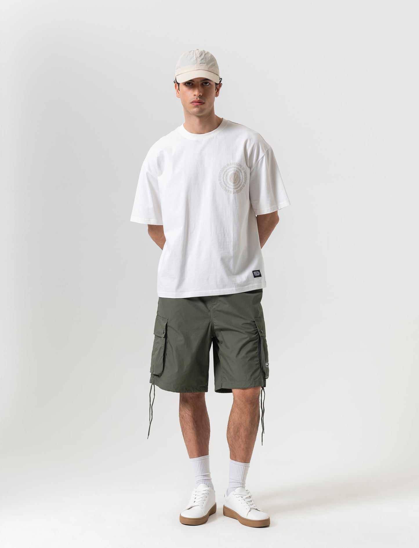 Bermuda jogger cargo relaxed fit da uomo - Verde militare