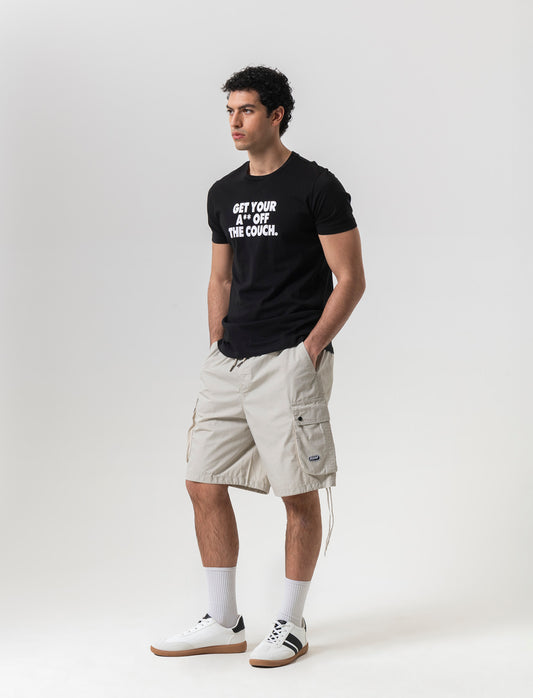 Man's relaxed fit cargo jogger bermuda shorts - Grey
