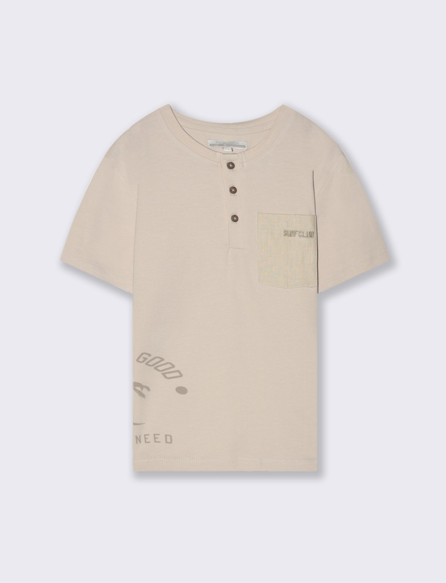T shirt modello serafino da bambino - Beige