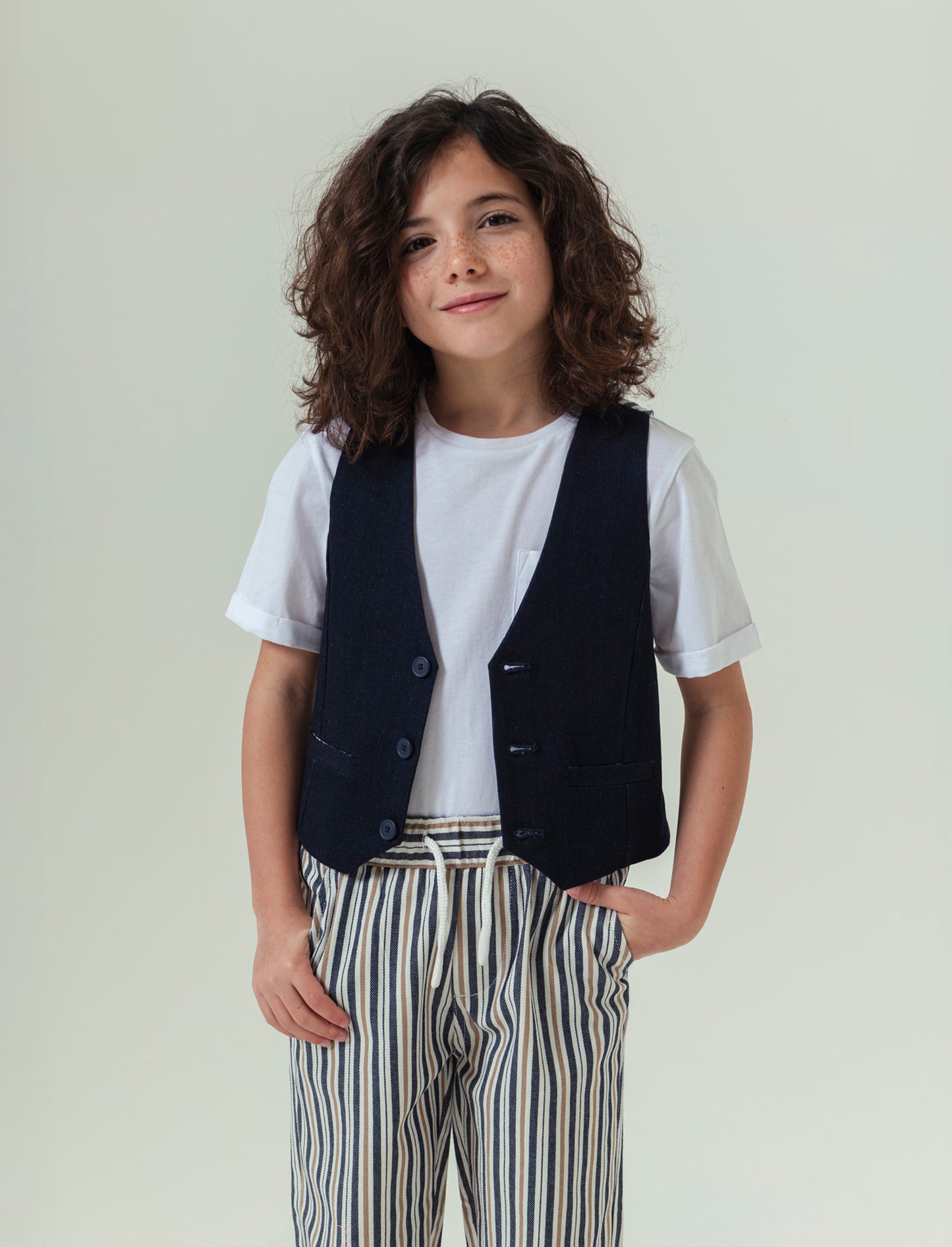 Gilet con retro a contrasto da bambino - Blu