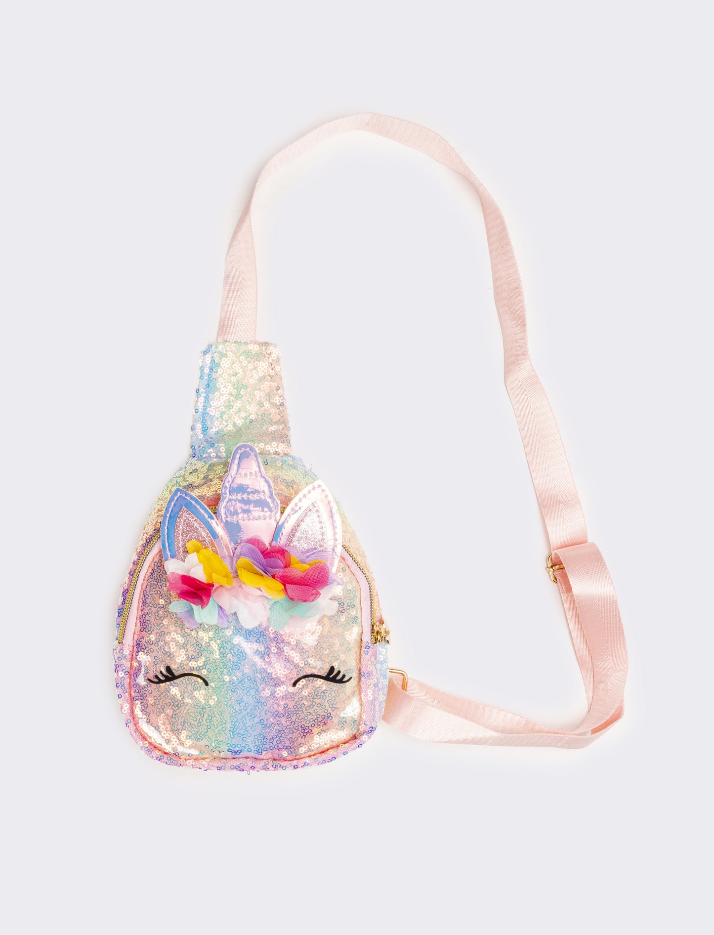 Borsa bambina monospalla unicorno con paillettes - Rosa