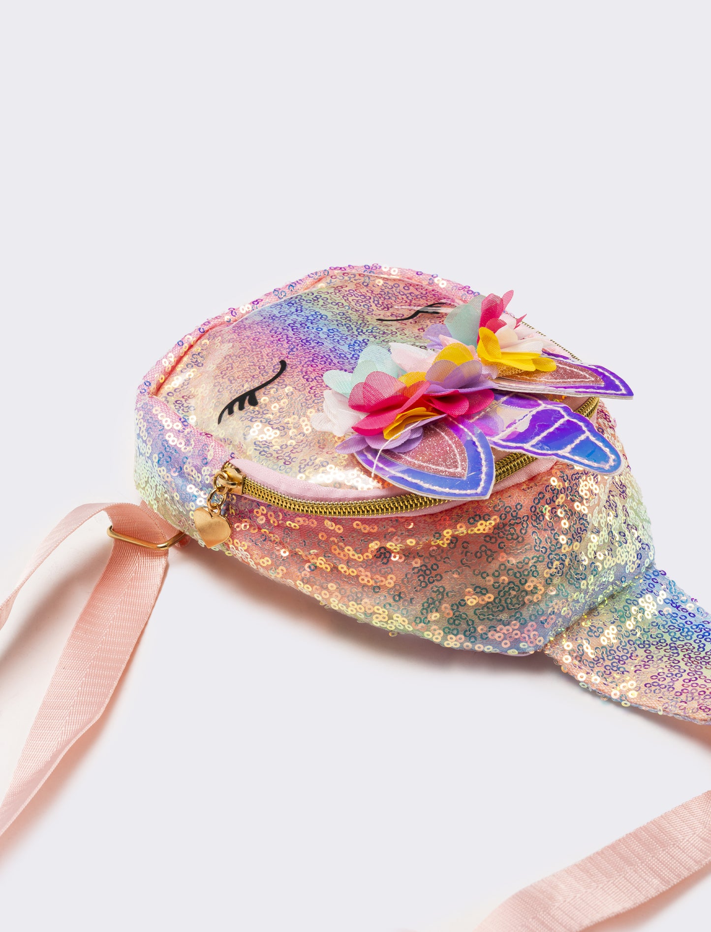 Borsa bambina monospalla unicorno con paillettes - Rosa