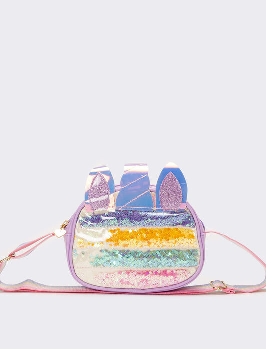 Borsa tracolla unicorno multicolor e cuori bambina - Multicolore
