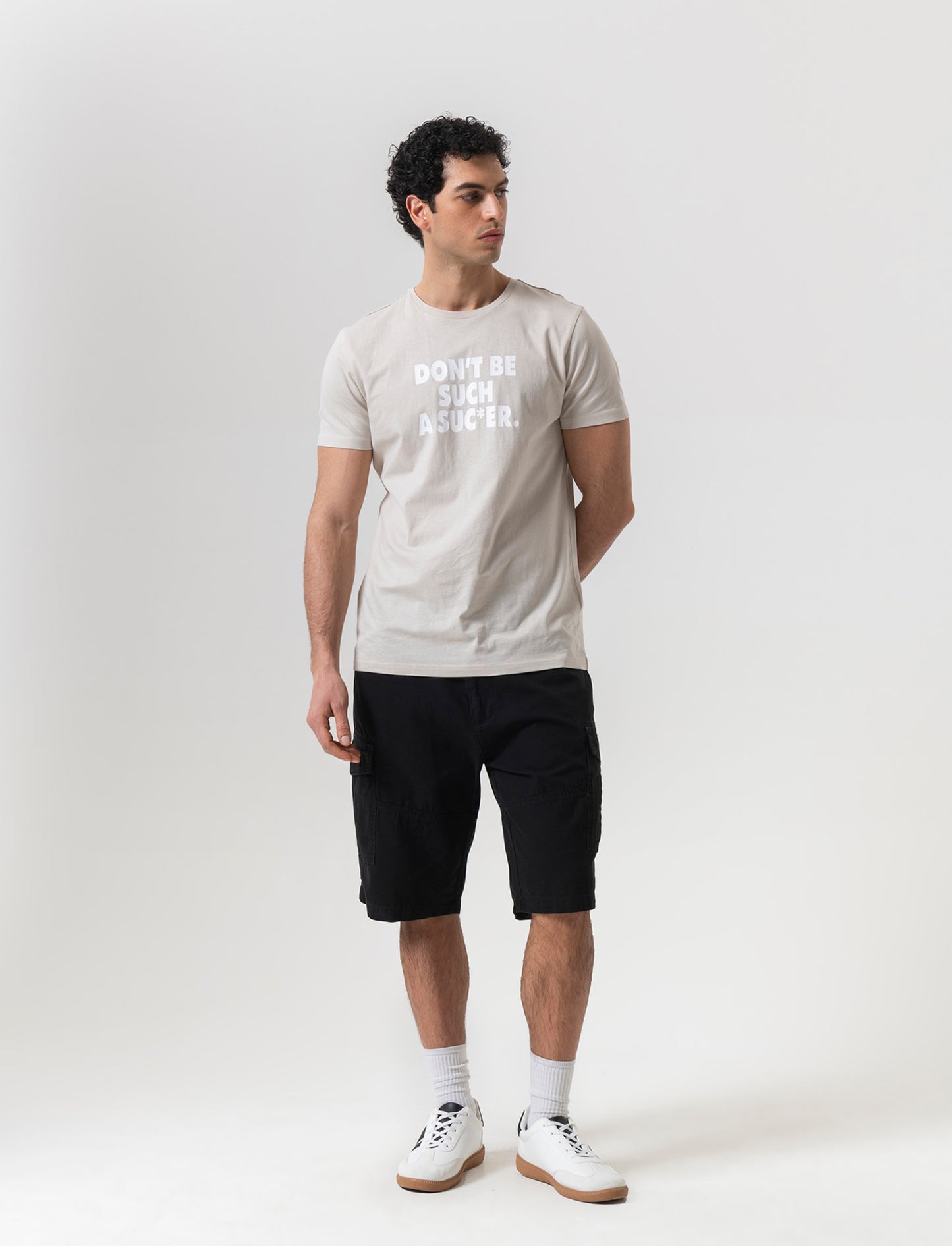 Bermuda cargo in tessuto canvas da uomo - Nero