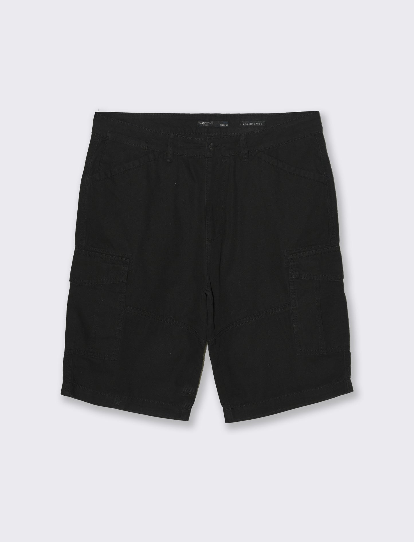 Bermuda cargo in tessuto canvas da uomo - Nero