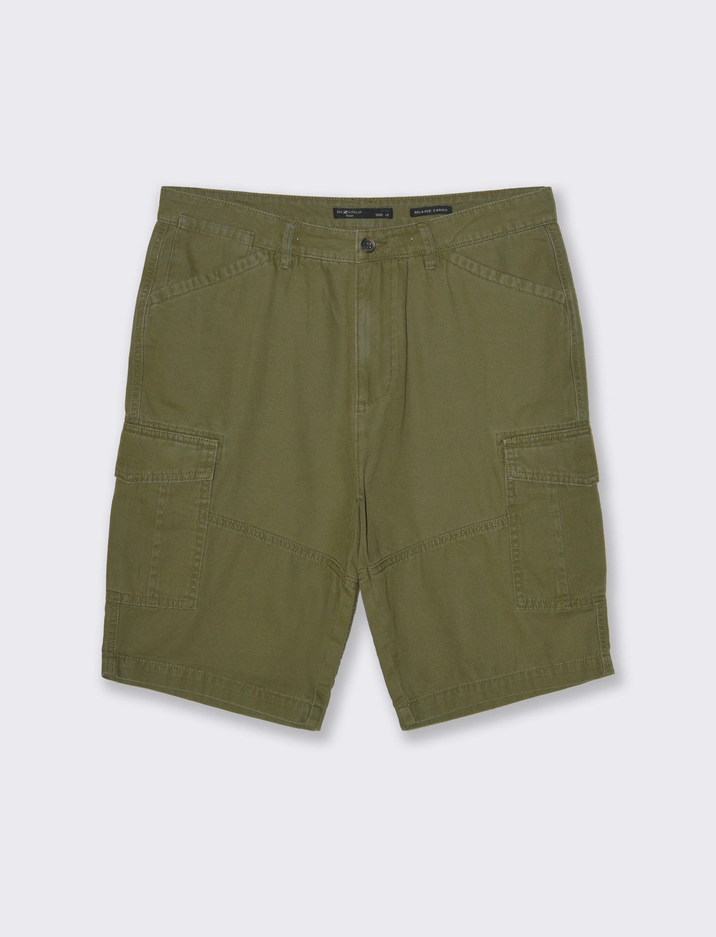 Bermuda cargo in tessuto canvas da uomo - Verde oliva