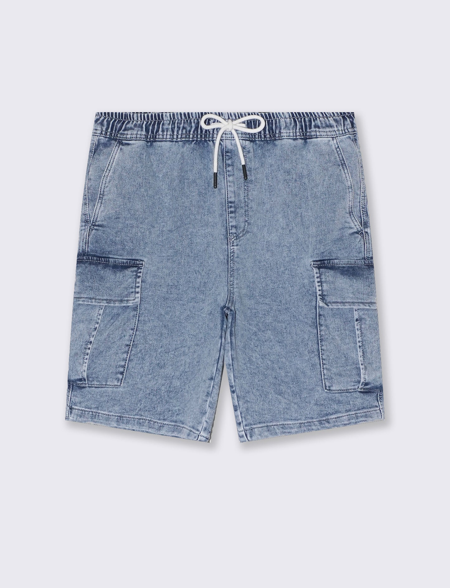 Bermuda cargo in tessuto effetto denim da uomo - Denim