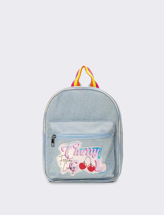 Zaino denim bambina con tracolla rainbow - Denim chiaro