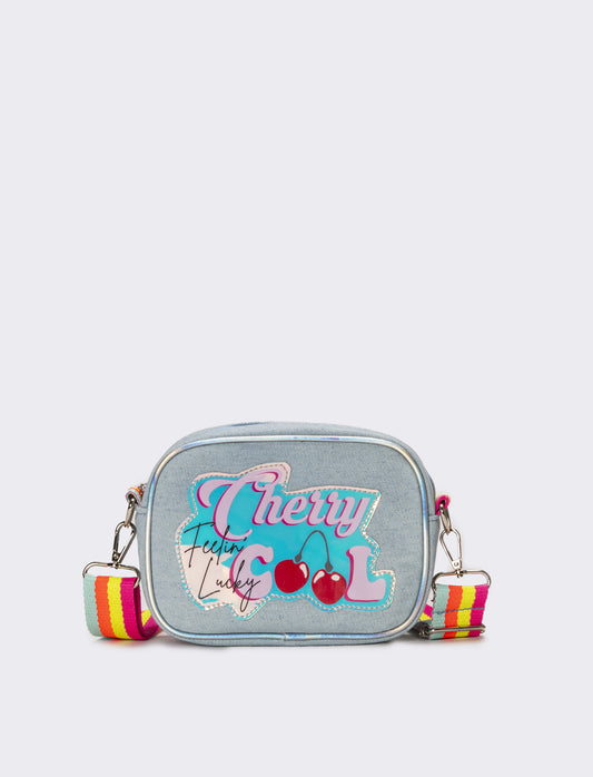 Borsa tracolla denim con tracolla rainbow bambina - Denim chiaro